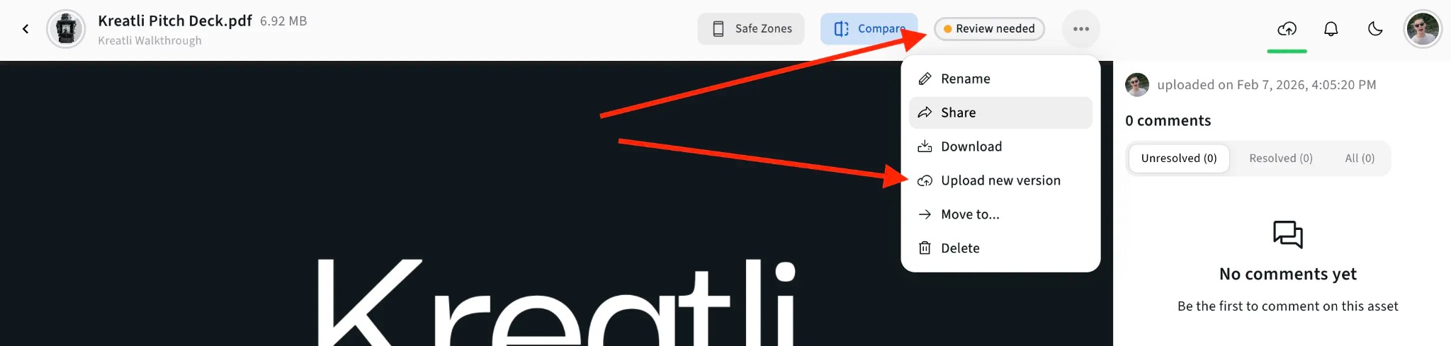 Share and track document annotations in Kreatli